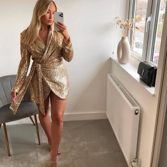 Zara gold sequined mini dress - Picture 5 of 8